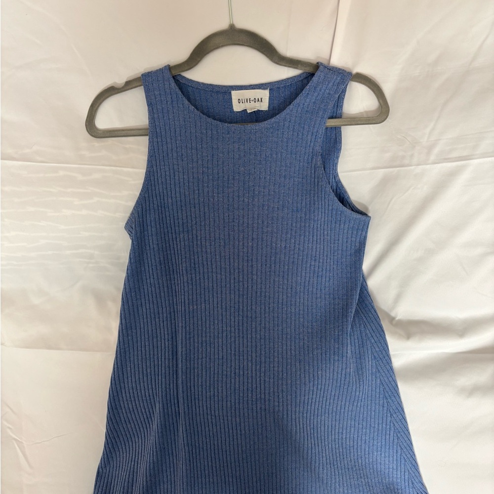 Olive & Oak Ribbed Blue Dress
